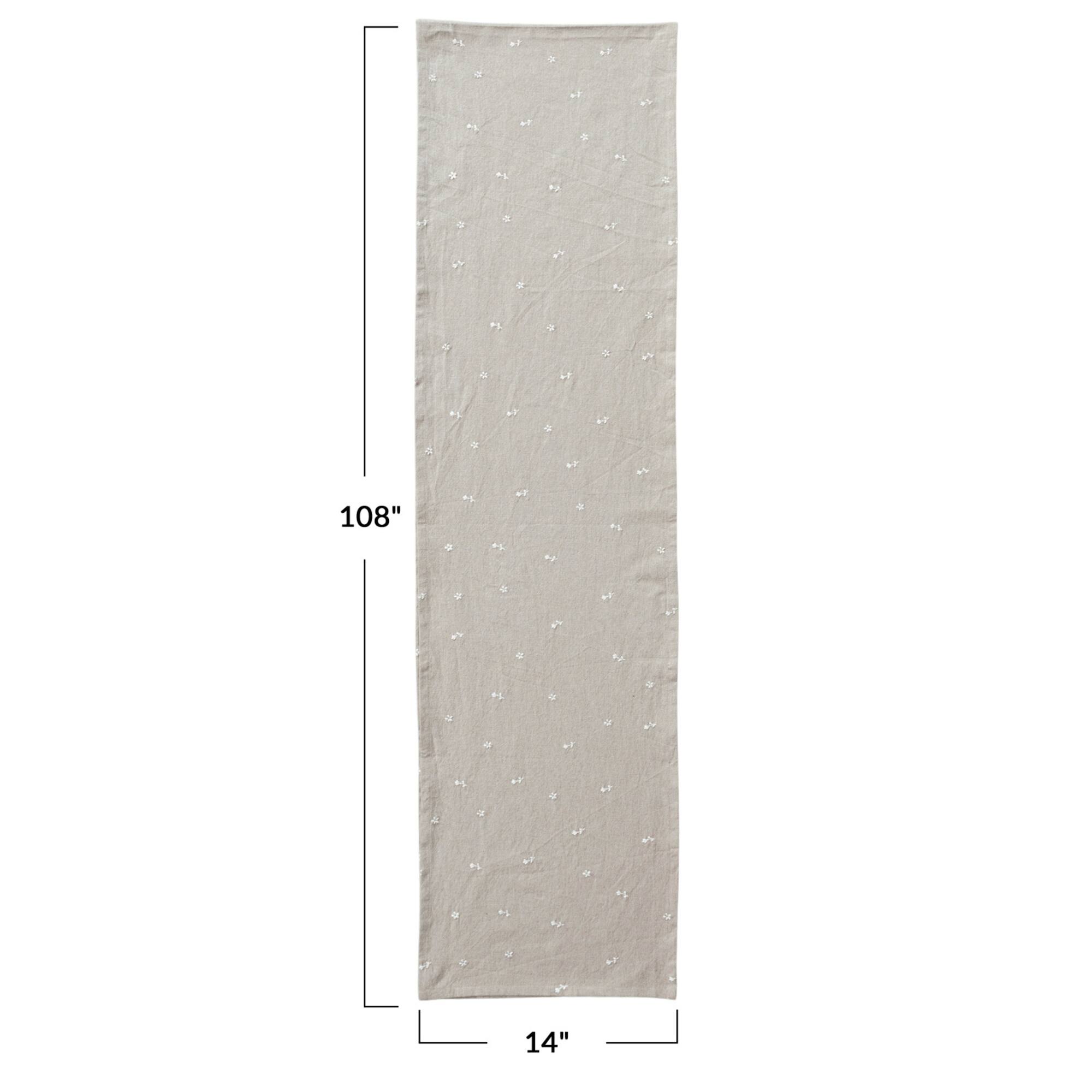 Hello Honey® 108" Natural Floral Embroidery Cotton Table Runner